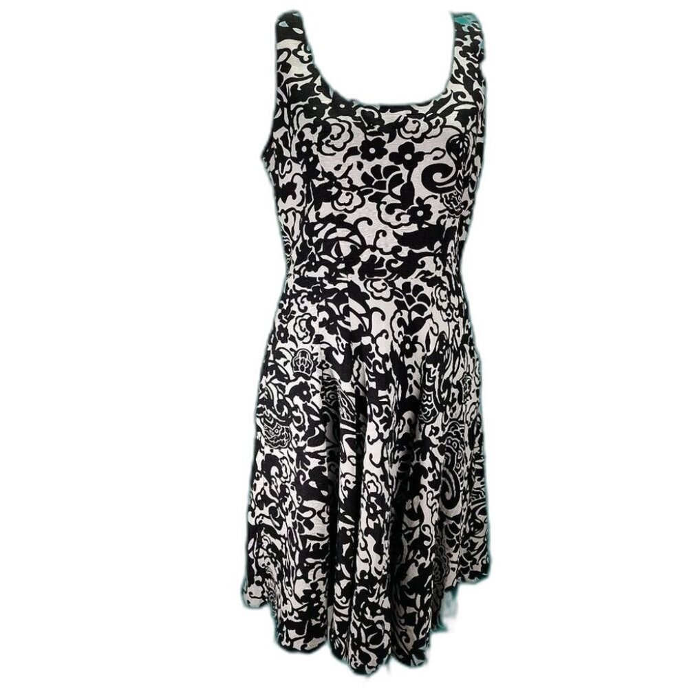 Cache Black and White Silk Dress